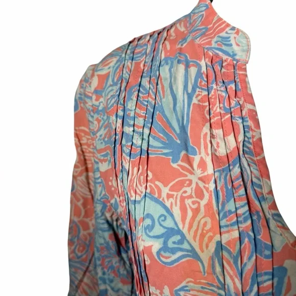 Lilly Pulitzer Women’s Sarasota Tunic Pink Sun Ray V-Neck 3/4 Sleeve Top Small - Picture 6 of 12